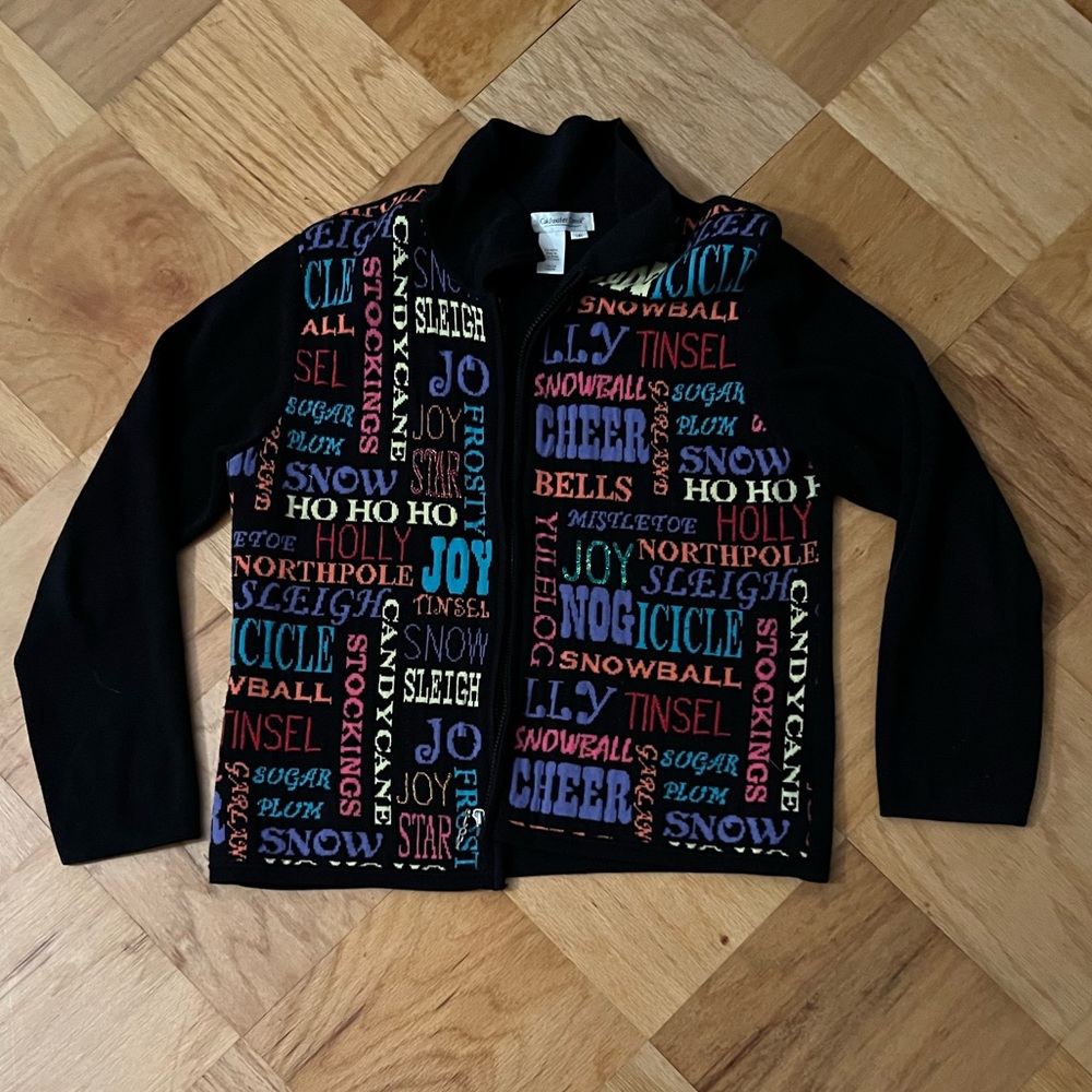 Coldwater Creek Holiday Christmas Zip-up Cardigan Sweater